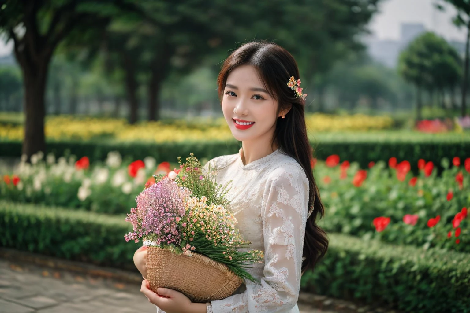 aodai, smile, photographed on a Nikon Z7 II Mirrorless Camera,120mm F/4 wide-angle
a woman in a pink dress with flowers in it and a (basket of flowers), Ding Yunpeng, phuoc quan, a stock photo, art photography
a woman in a white dress holding a bouquet of flowers, Byeon Sang-byeok, portrait photography, a stock photo, art photography
1girl, aodai, photo art, (flowers:1.2), tree, <lora:aodai_SD_chiasedamme_v02:0.6>, a stunning photo with beautiful saturation, ultra high res,(realistic:1.4)),deep shadow,(best quality, masterpiece), pale skin, dimly lit, shade, flustered, blush, highly detailed, skinny, BREAK depth of field, film grain, wrinkled skin, looking at viewer, knee, warm smile, <lora:girl_SDLife_Chiasedamme_v2.3:0.35> <lora:more_details:0.3> <lora:add_detail:0.3>