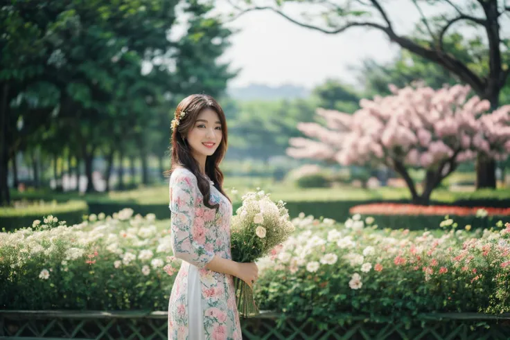 aodai, smile, photographed on a Nikon Z7 II Mirrorless Camera,120mm F/4 wide-angle
a woman in a pink dress  with flowers in it and a (basket of flowers), Ding Yunpeng, phuoc quan, a stock photo, art photography
a woman in a white dress holding a bouquet of flowers, Byeon Sang-byeok, portrait photography, a stock photo, art photography
1girl, aodai, photo art, (flowers:1.2), tree, <lora:aodai_SD_chiasedamme_v02:0.6>, a stunning photo with beautiful saturation, ultra high res,(realistic:1.4)),deep shadow,(best quality, masterpiece), pale skin, dimly lit, shade, flustered, blush, highly detailed, skinny, BREAK depth of field, film grain, wrinkled skin, looking at viewer, knee, warm smile, <lora:girl_SDLife_Chiasedamme_v2.3:0.35>  <lora:more_details:0.3> <lora:add_detail:0.3>