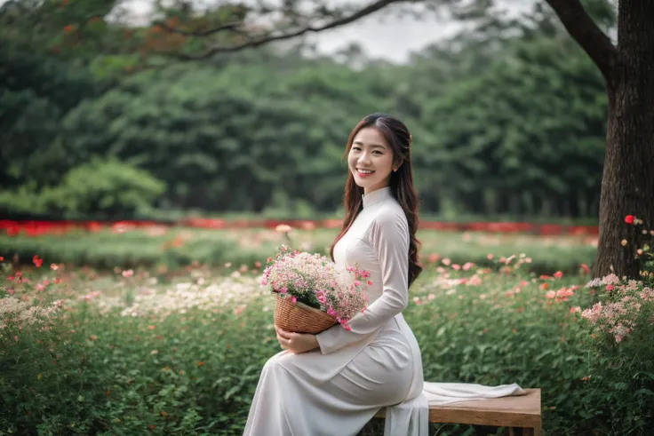 aodai, smile, photographed on a Nikon Z7 II Mirrorless Camera,120mm F/4 wide-angle
a woman in a pink dress  with flowers in it and a (basket of flowers), Ding Yunpeng, phuoc quan, a stock photo, art photography
a woman in a white dress holding a bouquet of flowers, Byeon Sang-byeok, portrait photography, a stock photo, art photography
1girl, aodai, photo art, (flowers:1.2), tree, <lora:aodai_SD_chiasedamme_v02:0.6>, a stunning photo with beautiful saturation, ultra high res,(realistic:1.4)),deep shadow,(best quality, masterpiece), pale skin, dimly lit, shade, flustered, blush, highly detailed, skinny, BREAK depth of field, film grain, wrinkled skin, looking at viewer, knee, warm smile, <lora:girl_SDLife_Chiasedamme_v2.3:0.35>  <lora:more_details:0.3> <lora:add_detail:0.3>