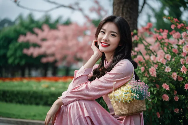 aodai, smile, photographed on a Nikon Z7 II Mirrorless Camera,120mm F/4 wide-angle
a woman in a pink dress  with flowers in it and a (basket of flowers), Ding Yunpeng, phuoc quan, a stock photo, art photography
a woman in a white dress holding a bouquet of flowers, Byeon Sang-byeok, portrait photography, a stock photo, art photography
1girl, aodai, photo art, (flowers:1.2), tree, <lora:aodai_SD_chiasedamme_v02:0.6>, a stunning photo with beautiful saturation, ultra high res,(realistic:1.4)),deep shadow,(best quality, masterpiece), pale skin, dimly lit, shade, flustered, blush, highly detailed, skinny, BREAK depth of field, film grain, wrinkled skin, looking at viewer, knee, warm smile, <lora:girl_SDLife_Chiasedamme_v2.3:0.35>  <lora:more_details:0.3> <lora:add_detail:0.3>
