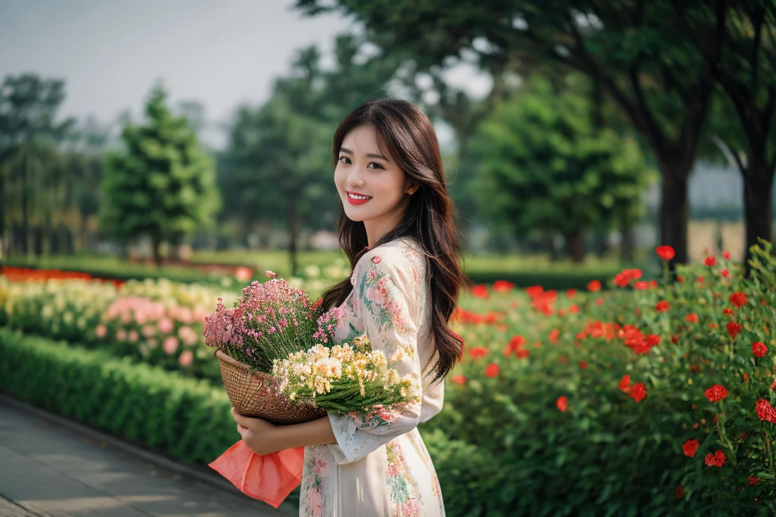 aodai, smile, photographed on a Nikon Z7 II Mirrorless Camera,120mm F/4 wide-angle
a woman in a pink dress with flowers in it and a (basket of flowers), Ding Yunpeng, phuoc quan, a stock photo, art photography
a woman in a white dress holding a bouquet of flowers, Byeon Sang-byeok, portrait photography, a stock photo, art photography
1girl, aodai, photo art, (flowers:1.2), tree, <lora:aodai_SD_chiasedamme_v02:0.6>, a stunning photo with beautiful saturation, ultra high res,(realistic:1.4)),deep shadow,(best quality, masterpiece), pale skin, dimly lit, shade, flustered, blush, highly detailed, skinny, BREAK depth of field, film grain, wrinkled skin, looking at viewer, knee, warm smile, <lora:girl_SDLife_Chiasedamme_v2.3:0.35> <lora:more_details:0.3> <lora:add_detail:0.3>
