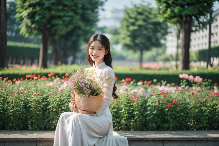aodai, smile, photographed on a Nikon Z7 II Mirrorless Camera,120mm F/4 wide-angle
a woman in a pink dress  with flowers in it and a (basket of flowers), Ding Yunpeng, phuoc quan, a stock photo, art photography
a woman in a white dress holding a bouquet of flowers, Byeon Sang-byeok, portrait photography, a stock photo, art photography
1girl, aodai, photo art, (flowers:1.2), tree, <lora:aodai_SD_chiasedamme_v02:0.6>, a stunning photo with beautiful saturation, ultra high res,(realistic:1.4)),deep shadow,(best quality, masterpiece), pale skin, dimly lit, shade, flustered, blush, highly detailed, skinny, BREAK depth of field, film grain, wrinkled skin, looking at viewer, knee, warm smile, <lora:girl_SDLife_Chiasedamme_v2.3:0.35>  <lora:more_details:0.3> <lora:add_detail:0.3>