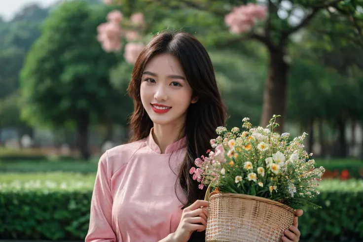 aodai, smile, photographed on a Nikon Z7 II Mirrorless Camera,120mm F/4 wide-angle
a woman in a pink dress  with flowers in it and a (basket of flowers), Ding Yunpeng, phuoc quan, a stock photo, art photography
a woman in a white dress holding a bouquet of flowers, Byeon Sang-byeok, portrait photography, a stock photo, art photography
1girl, aodai, photo art, (flowers:1.2), tree, <lora:aodai_SD_chiasedamme_v02:0.6>, a stunning photo with beautiful saturation, ultra high res,(realistic:1.4)),deep shadow,(best quality, masterpiece), pale skin, dimly lit, shade, flustered, blush, highly detailed, skinny, BREAK depth of field, film grain, wrinkled skin, looking at viewer, knee, warm smile, <lora:girl_SDLife_Chiasedamme_v2.3:0.35>  <lora:more_details:0.3> <lora:add_detail:0.3>