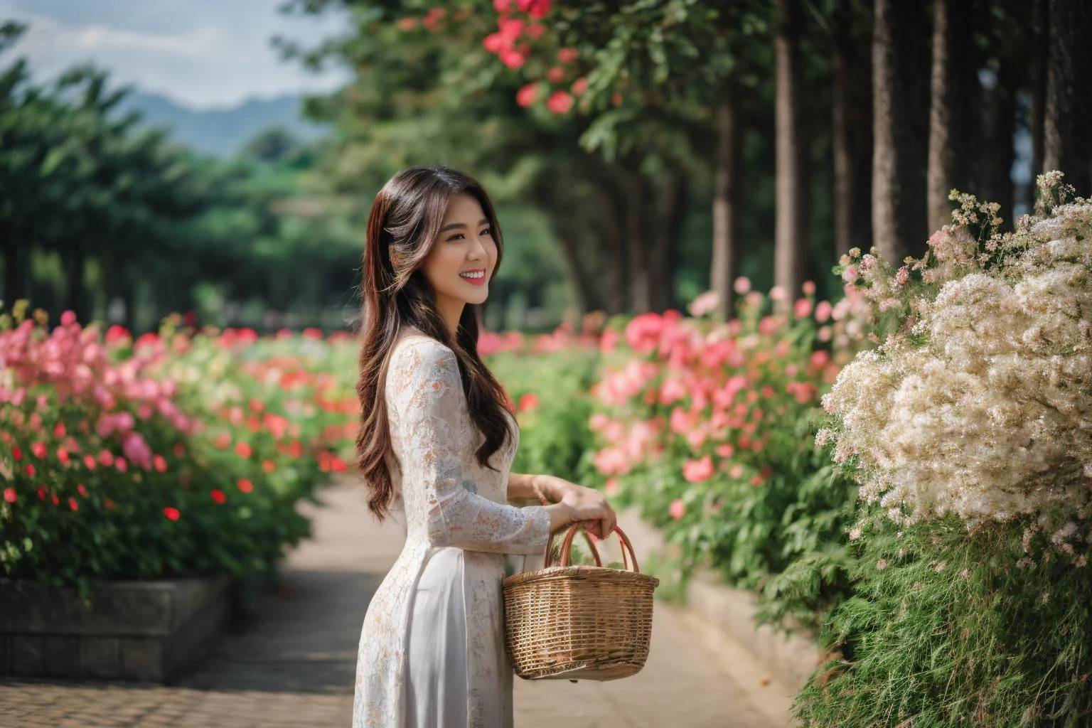 aodai, smile, photographed on a Nikon Z7 II Mirrorless Camera,120mm F/4 wide-angle
a woman in a pink dress with flowers in it and a (basket of flowers), Ding Yunpeng, phuoc quan, a stock photo, art photography
a woman in a white dress holding a bouquet of flowers, Byeon Sang-byeok, portrait photography, a stock photo, art photography
1girl, aodai, photo art, (flowers:1.2), tree, <lora:aodai_SD_chiasedamme_v02:0.6>, a stunning photo with beautiful saturation, ultra high res,(realistic:1.4)),deep shadow,(best quality, masterpiece), pale skin, dimly lit, shade, flustered, blush, highly detailed, skinny, BREAK depth of field, film grain, wrinkled skin, looking at viewer, knee, warm smile, <lora:girl_SDLife_Chiasedamme_v2.3:0.35> <lora:more_details:0.3> <lora:add_detail:0.3>