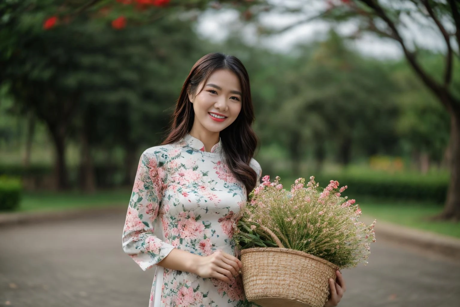 aodai, smile, photographed on a Nikon Z7 II Mirrorless Camera,120mm F/4 wide-angle
a woman in a pink dress with flowers in it and a (basket of flowers), Ding Yunpeng, phuoc quan, a stock photo, art photography
a woman in a white dress holding a bouquet of flowers, Byeon Sang-byeok, portrait photography, a stock photo, art photography
1girl, aodai, photo art, (flowers:1.2), tree, <lora:aodai_SD_chiasedamme_v02:0.6>, a stunning photo with beautiful saturation, ultra high res,(realistic:1.4)),deep shadow,(best quality, masterpiece), pale skin, dimly lit, shade, flustered, blush, highly detailed, skinny, BREAK depth of field, film grain, wrinkled skin, looking at viewer, knee, warm smile, <lora:girl_SDLife_Chiasedamme_v2.3:0.35> <lora:more_details:0.3> <lora:add_detail:0.3>