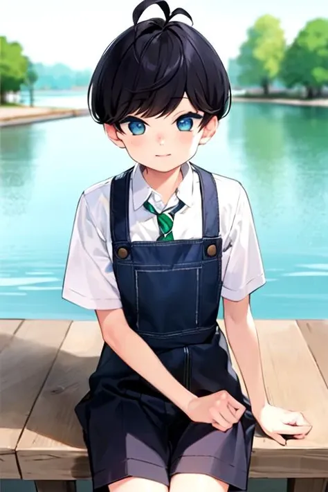 (best quality:1.1), (masterpiece:1.4), sketch, 1boy, solo, male focus, looking at viewer, , depth of field, anime coloring, , <lora:minato_yuzuki:0.8>, minato_yuzuki, black hair, blue eyes, short hair, , , lake,