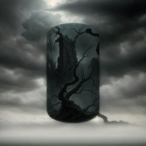 highly detailed photograph of a mysterious ruined castle overlooking a twisted dead tree, hyperdetailed award winning fantasy landscape photograph, gothic horror, dark fantasy art, masterpiece painting, elden ring, lord of the rings, art by Michael whelan, <lora:add_detail:0.7> <lora:DestroyedPortrait-000150:0.5>