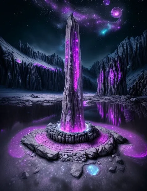 <lyco:DonMF43-000011:1.0> DonMF43 fae Galactic Transport Nexus, Dolomite stone, Reflective Moonlight on Snow, In-Ground Well Lights