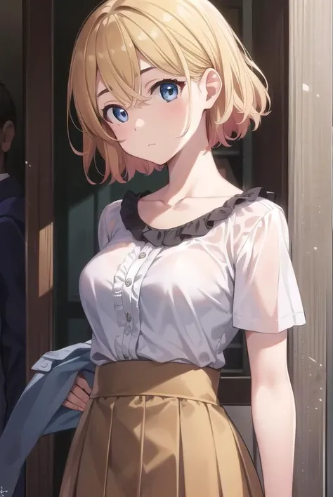 maminanami, <lyco:maminanami-lyco-nochekaiser:1>,
mami nanami, short hair, blue eyes, blonde hair, hair between eyes, (small breast:1.2),
BREAK skirt, shirt, collarbone, white shirt, short sleeves, frills, shoes, socks, white socks, corset,
BREAK looking at viewer, full body,
BREAK outdoors,
BREAK <lyco:GoodHands-beta2:1>, (masterpiece:1.2), best quality, high resolution, unity 8k wallpaper, (illustration:0.8), (beautiful detailed eyes:1.6), extremely detailed face, perfect lighting, extremely detailed CG, (perfect hands, perfect anatomy),