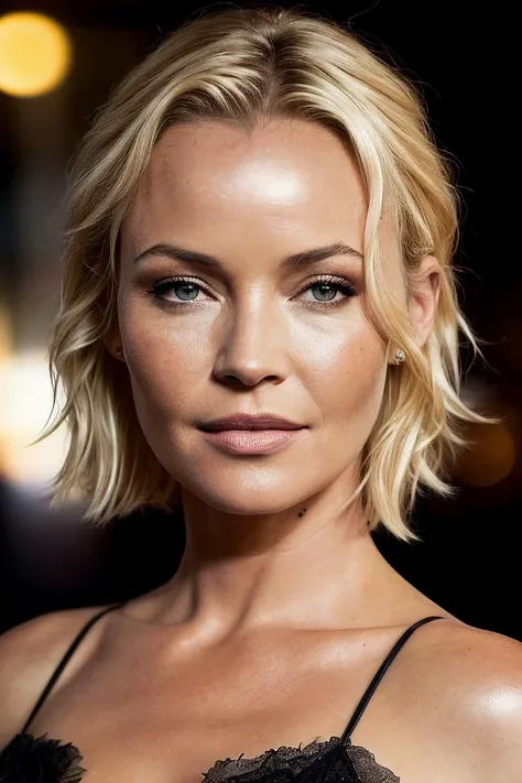 photo of seductive blonde (c0nn1elsen:0.99), a woman as a sexy movie star, ((closeup portrait:1.2)), (face focus), (elgant little black dress:1.1), (movie theater in the background), (short hair), (masterpiece photorealistic picture:1.1) (bokeh) (best quality) (detailed skin texture pores hairs) (intricate) (8k) (HDR) (wallpaper) (cinematic lighting) (sharp focus), (vivid atmosphere), (movie premiere gala)