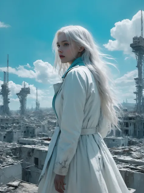 (dramatic, gritty, intense:1.4),masterpiece, best quality, 32k uhd, insane details, intricate details, hyperdetailed, hyper quality, high detail, ultra detailed, Masterpiece, super vista,
abandoned1girlsololong hair(white hair:1.4)
A shot with tension(sky glows cyan,Visual impact,giving the poster a dynamic and visually striking appearance:1.2),
 <lora:XL~Q?-_Bpo:0.7>