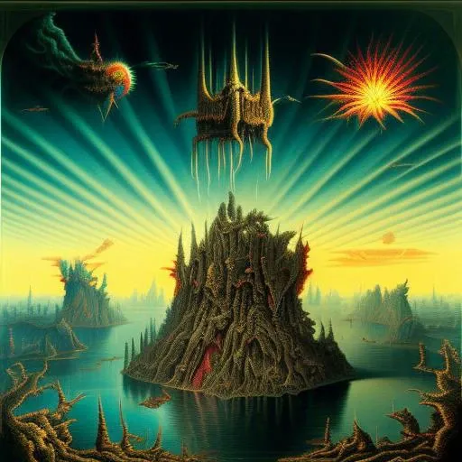 DAN-SEAGRAVE-ART-STYLE, Cthulhu's abyssal throne, eldritch