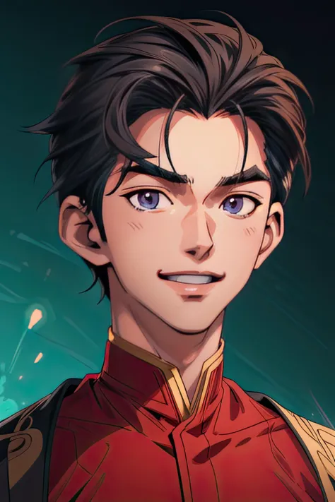 (masterpiece:1.21),(illustration:1.1),best quality,delicate details,refined rendering,Anime style,anime cgi,extremely detailed CG unity 8k wallpaper,1boy,asian slim boy,tall,thin,solo,handsome,portrait,<lora:add_detail:1>,cinematic lighting,Soft illuminaotion,Classic Slicked Back,Crazy Smile