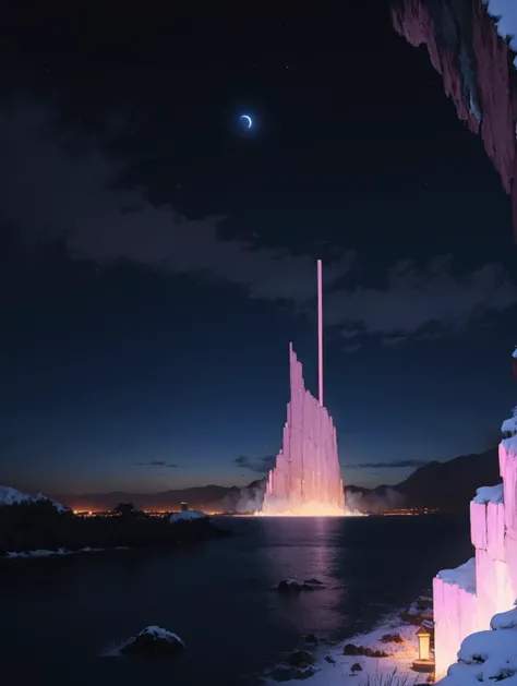 a Extreme Wide Shot of Kemari at midnight