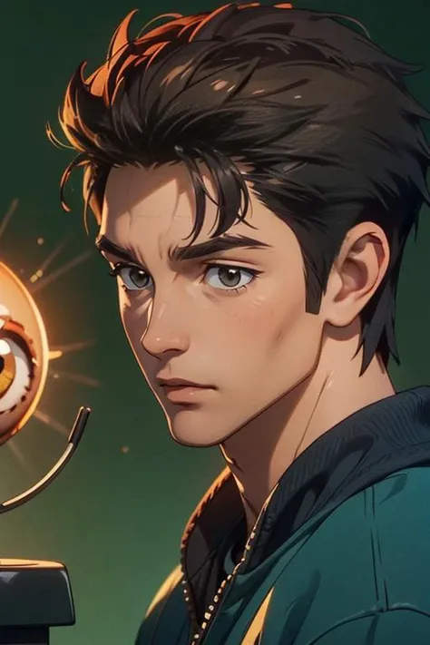 ((masterpiece)),((bestquality)),8k,high detailed,ultra-detailed,depth of field,wide angle,extremely detailed CG unity 8k wallpaper,realistic,hand by Guido Daniele,1boy,male focus,solo,handsome face,portrait,([Energy-efficient lighting|Gobo lighting|Rembrandt Lighting|Ring light]),Eyeball,low-angle view,<lora:add_detail:0.65>,Textured Menâs Haircut,<lora:shinichi:1>,