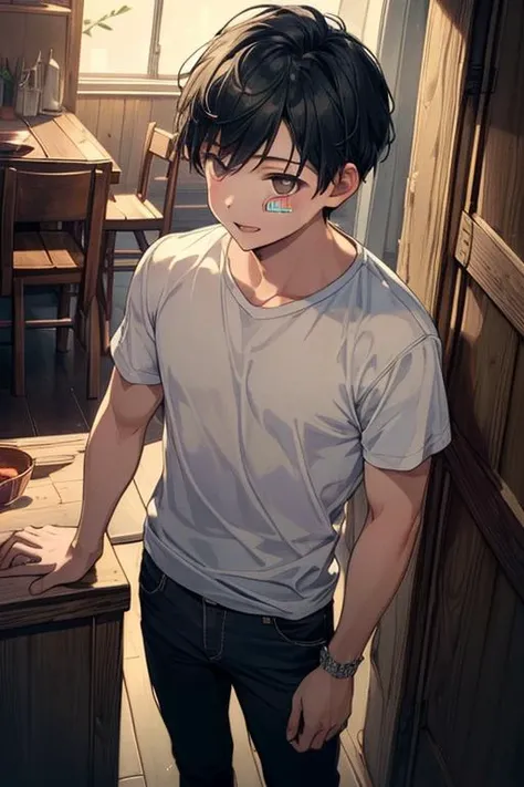 ((((masterpiece,best quality,ultra-detailed)))),1boy,solo,slim Asian boy,portrait,<lora:add_detail:0.8>,subject look down,Looking Afar,slightly above,Standing,Happy,Licking,indoors,Haze lighting,