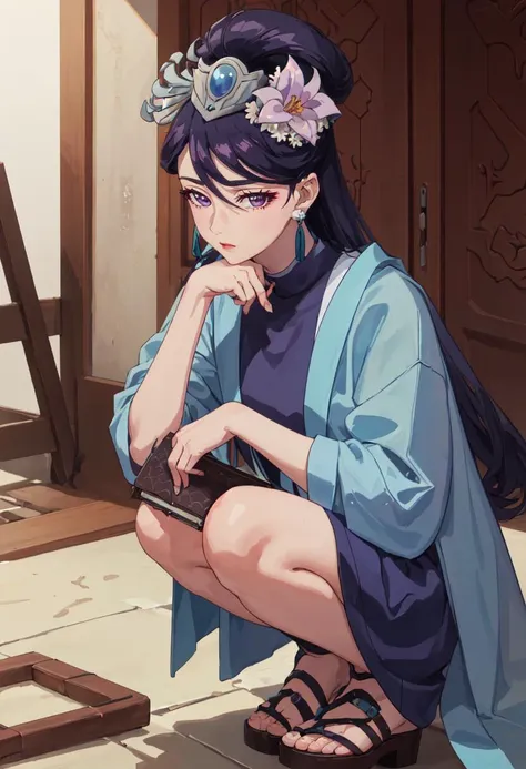 (safe:1.10), best quality, masterpiece, highres, solo, (lihua_theapothecarydiaries:1.10), squatting, cowboy shot, looking at viewer, anime_style, 24 <lora:lihua_theapothecarydiaries:0.80>