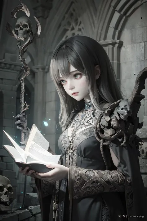 <lora:hipoly3DModelLora_v20:0.5>, masterpiece, best quality,
1girl,
Necromancer, Dark and mysterious clothing, holding a spellbook or magical staff with a skull, summoning spirits or undead creatures, set in a graveyard or ancient ruin, aura of dark magic around her,
rim lighting, side lighting, cinematic light, ultra high res, 8k uhd, film grain,best shadow, delicate, RAW, light particles,
detailed skin texture, detailed cloth texture, beautiful detailed face, intricate details, ultra detailed