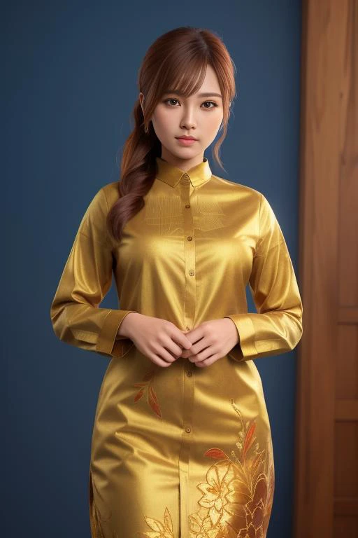 A woman wearing a brightly colored , Bob hair with bangs, beautiful portrait, Chinese woman, Chinese woman, Chinese woman, beautiful young woman, beautiful young woman, Chinese woman, beautiful female model, beautiful female model, lovely young woman, beautiful young woman, lovely young woman, Chinese woman