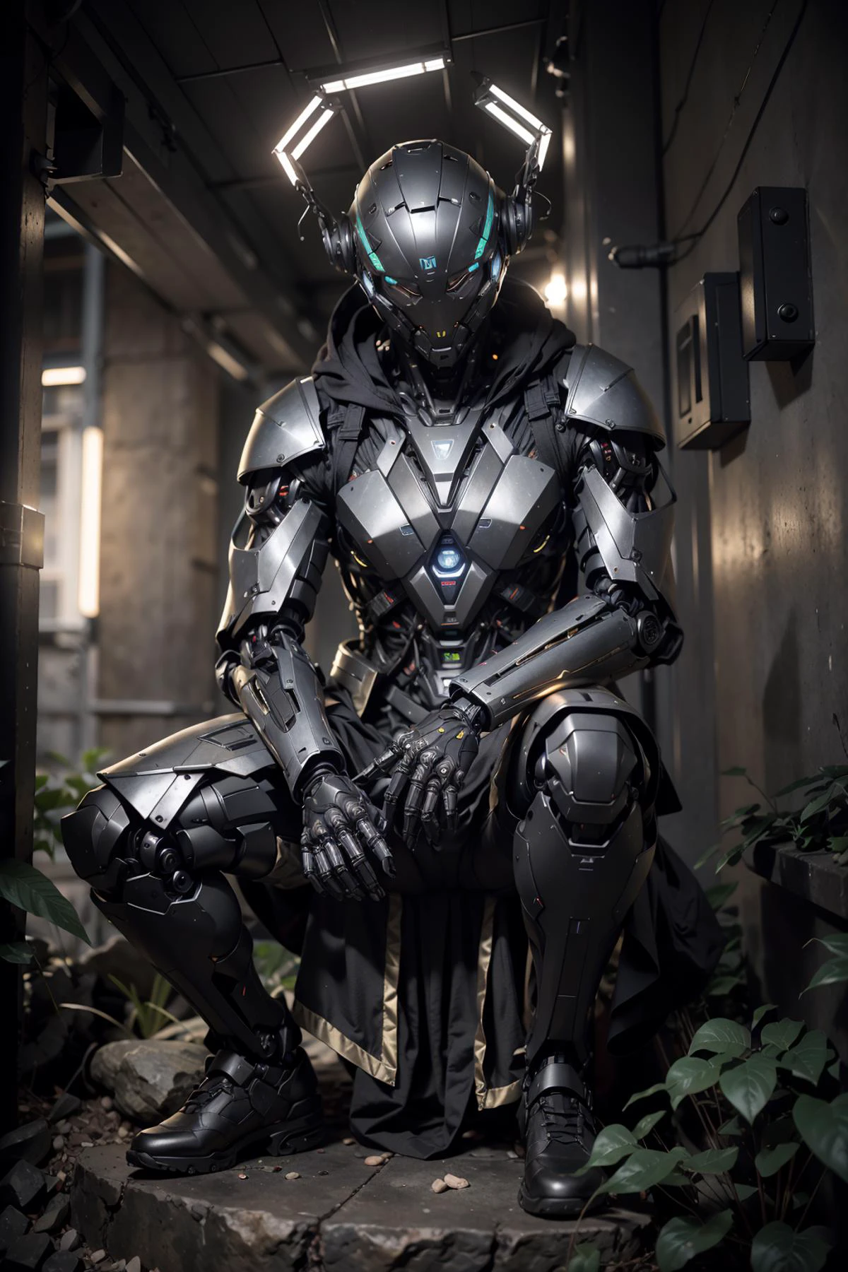 NOUSR ROBOT:1.1, FULL BODY:1.6 (A black and gold, humanoid bounty hunter, clad in a reinforced exoskeleton and adaptive techwear, stalking their prey through the dark, neon-lit alleyways of a cyberpunk city), (mshn robot:0.55, mshn:0.25), <hypernet:dr0ne:0.85> (subdivision, cyber muscle, angular design, mechanical, carbon-fiber, high-tech, pistons, robotic frame, metal joints, rubber cables), <hypernet:LuisapSciFiHard:0.25> (scifi, hard surface, armor, metal bolts, robotic, industrial, structures, sub-d), (urbansamurai, techwear), (CGI, 3D, realistic), <lora:cyberhelmetWearable:0.35> a cyborg in a cyberhelmet head <lora:epiC35mm:1> epiC35mm <lora:Futuristicbot4:0.3> futobot, cyborg <lora:Futuristicbotv.2:0.3> futubot <lora:hiqcg_body_epoch:0.2> hiqcgbody, RAW candid cinema, 16mm, color graded portra 400 film, remarkable color, ultra realistic, textured skin, remarkable detailed pupils, realistic dull skin noise, visible skin detail, skin fuzz, dry skin, shot with cinematic camera, illustration, concept art, comic book, ArtStation, cinematic shot, photos taken by ARRI, photos taken by sony, photos taken by canon, photos taken by nikon, photos taken by sony, photos taken by hasselblad, incredibly detailed, sharpen, details, professional lighting, photography lighting, 50mm, 80mm, 100m, lightroom gallery, behance photographys, unsplash