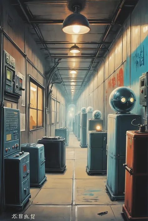 retro 1930s fantasy poster, Nuclear, Biological, Chemical (NBC) Protection Room \(room\) in a Graffiti-covered alleyway in a Cosmic,infinite fantasy metropolis beyond the end of time, masterpiece, by Brian Sum (Bao Bao)<lora:EnvyStarlightRetro02:1.25>