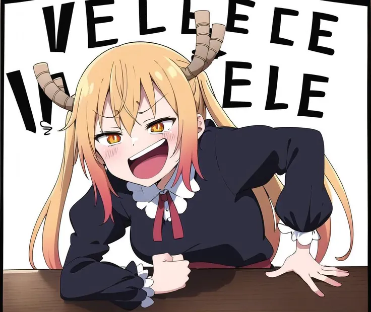 masterpiece, best quality, simple background, white background, wheeze, wheeze meme, upper body, 1girl, tohru, <lora:TohruSelect:0.75>