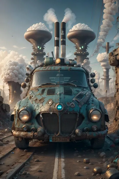 <lora:nuclearpunk-style-darquelilly-v1:1> nuclearpunk, car