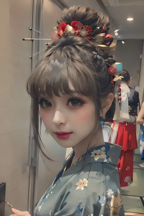 (japanese idol), (beautiful japanese girl), (realistic), (best quality), (masterpiece), (top quality), (best quality), (((best quality))), (((masterpiece))), <lora:maria:0.8>, 1girl, solo, (dancing on open stage, concert, wearing kimono)), (hair ornament), (thin make up)