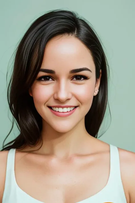 MelissaFumero1, hyper realistic photograph, detailed face, film grain, Kodak portra 800, f1.8, smile