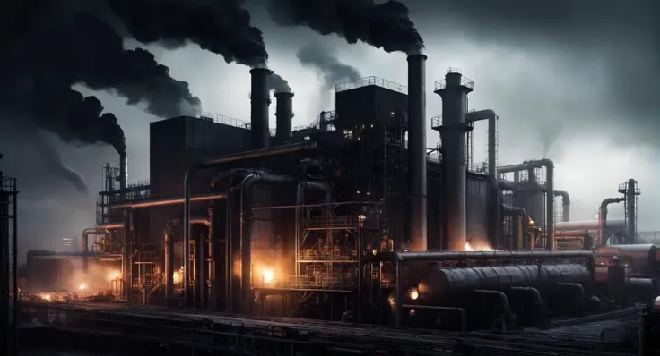 Dark Fantasy Art of <lora:Gotham City:1.2>
Gotham City Ace Chemical Processing Plant a factory with smoke coming out of it, dark, moody, dark fantasy style