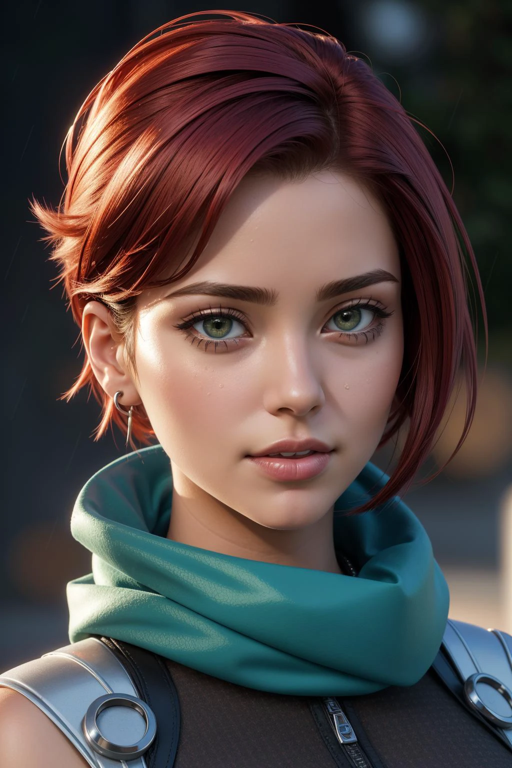 1girl, vibrant 3d blender render, hyper detailed, insane details, shot from side of a plump Swiss ([Moira:Elona:5]:1.3) , she is very Secret and Rude, she is eating cherries, she is crying, tears on her face, she is Playing in an orchestra, Moira has Pictorial eyebrows and Award-Winning mouth, dressed in a very Primordial Rain pants, she has Fauxhawk hairstyle, Moira has a Blue Cyberpunk Crimson Scarf, Verdant Lip gloss, desolate flora and Stellar evolution in background, Hurricane, soft focus, Rough sketch, Proud, Tinkercore, dramatic lighting, Zoom lens, Warm Colors, rich color, electric green background, intricate detailed face, natural skin texture, "Knockin' on heaven's door.", Pixabay, wallpaper