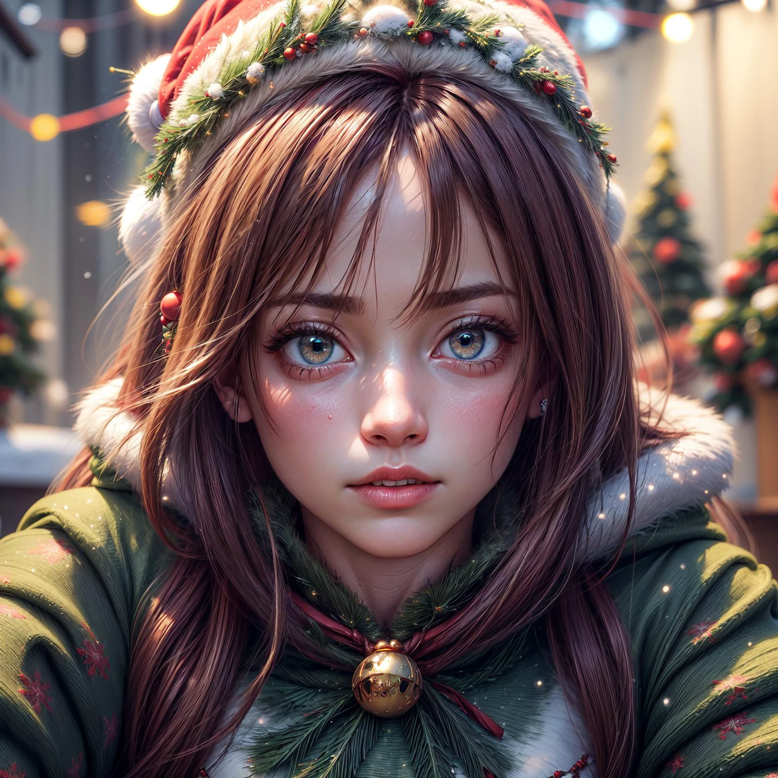 ((8k, best quality, masterpiece:1.3)), ((realistic skin texture:1.2)), ((photorealistic:1.3)), ((hyperrealistic:1.2)), ((Rule of thirds)), inspirational, amazingly realistic render in 4k,
((festive scene:1.2)), ((christmas background:1.2)), ((christmas theme:1.2)), ((bright lighting:1.2)),
girl in green and red christmas pajamas sitting next to a christmas tree,
((real hair:1.2)), dynamic angle, ((inside a snow glob:1.2)),
<lora:hairdetailer:1>
<lora:stylesqueeze_v3:0.75>
<lora:add_detail:1>