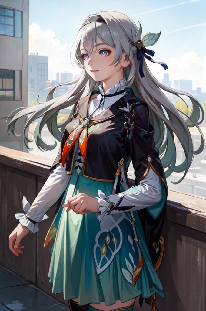 A woman in a dress and a hat standing on a ledge - SeaArt AI