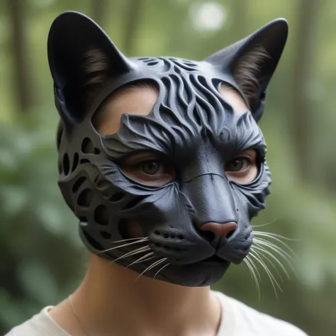 beautiful photo of realistic 3d printed cat mask