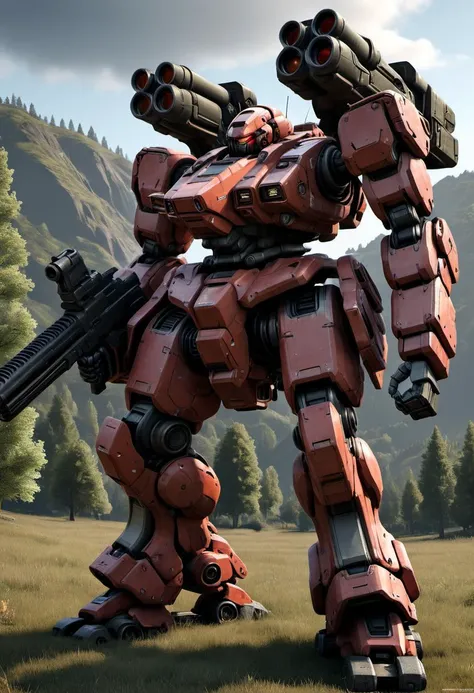 3d model, 8k, masterpiece, sidelighting, hdr, high definition, (BATTLETECH:0.6), (mech), robot, a heavy mech, hawken, full body, holding gun, glowing ,<lora:srdxl_v1_5g:0.8>, high resolution, beautiful, highest quality, masterpiece, highly detailed
