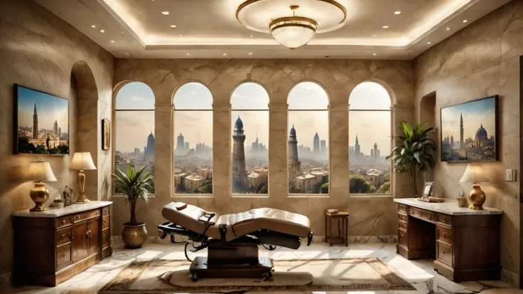 Modern Examination Clinic , Examination Bed, Doctor Desk, Medical poster, Mediterranean decoration, Mediterranean style, Mediterranean Style, Mediterranean decor, modern appearance paintings on the back wall of the room, White Marble flooring, modern lamps, LED Strips, soft White, medium off white, golden ecru with Off White, light Beige, medium soft Beige, dark soft Beige, light smokey Beige, grey-beige light, smokey grey Beige, Golden lots of fine detail, modern ceiling with cove light, sharp lines, style, photography, natural textures, Cairo skyline in the background, natural light, natural blur, photorealism, cinematic rendering, ray tracing, highest quality, greatest detail, Cinematic, Blur Effect, Long Exposure, 8K, Ultra-HD, Natural Lighting, Moody Lighting, Cinematic Lighting, hyper-realistic, vibrant, 8k, detailed, ultra detail
<lora:archikitty_Aerial view of Residential building:1> <lora:school_20230830123738-000014_0.2+school_20230830123738_0.8:1> <lora:bimbostyleFiveU:1> <lora:bimbostyleFour:1> <lora:luxurious livingroom:1> <lora:lora_garden_architecture_Exterior_SDlife_Chiasedamme_V1.0:1> <lora:Horus MK1 by CARAXES:1> <lora:gb:1> <lora:epi_noiseoffset2:1> <lora:Modern luxury livingroom - PHK:1> <lora:more_details:1> <lora:10_npzw_3216_sd15_v2:1> <lora:ParchartXL-1.2.1:1> <lora:retrofuturism_interior_design_ofn_0.1:1> <lora:XSarchitectural-38InteriorForBedroom:1> <lora:xsarchitectural-7:1> <lora:XSArchi_147:1> <lora:XSArchi_135Ruins sceneåºå¢åºæ¯:1> <lora:room:1> <lora:XSarchitectural_33WoodenluxurystyleV2:1>