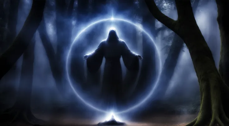 spirit of aether in untangible dream wrapped in an aura of mystical magic