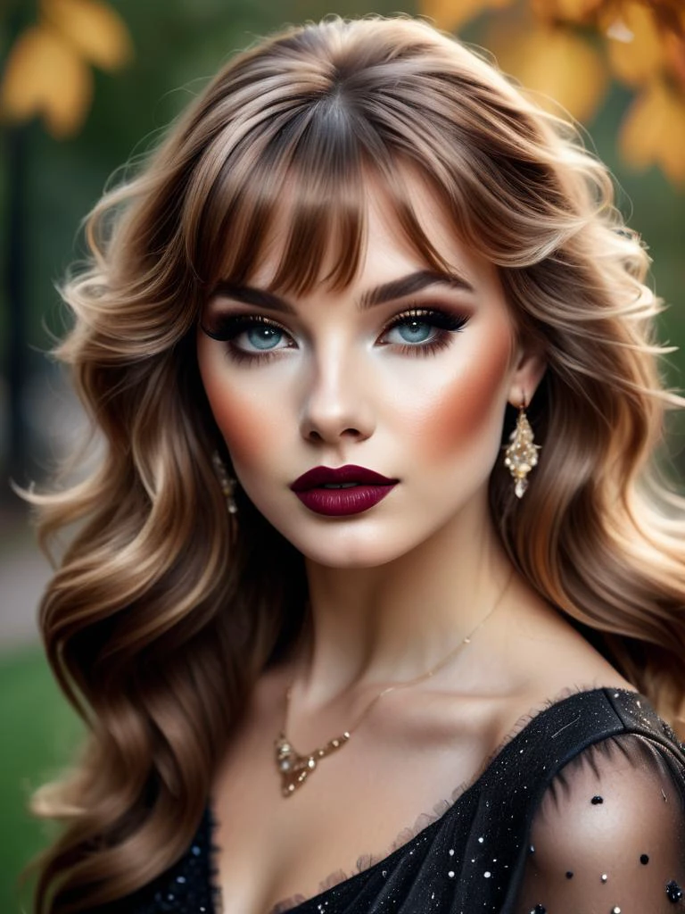 photo of a gorgeous woman, eyeshadow, lipstick, mascara, long_eyelashes, smoky makeup, (best makeup), (smoky eyeshadow), wavy haircut with bangs, (brunette, blonde, redhead, )high detail hair, long wavy hair, wild dark hair, Makeup.light_blush, nail_art, dewy skin, flawless skin, elastic skin, hairstyle-Retro style, on a walk in the park.
(natural pose:1.5), (detail) beautiful skin: 1. 5), (beautiful detailed face: 1. 2), (detailed beautiful eyes: 1. 2), revealing intimate, vibrant, photorealism, ultra detail, ultra high resolution, realistic and stunning, cinematic, voluminous,
photorealism, 8k, HDR, professional photography
<lora:DetailedEyes_V3:1>