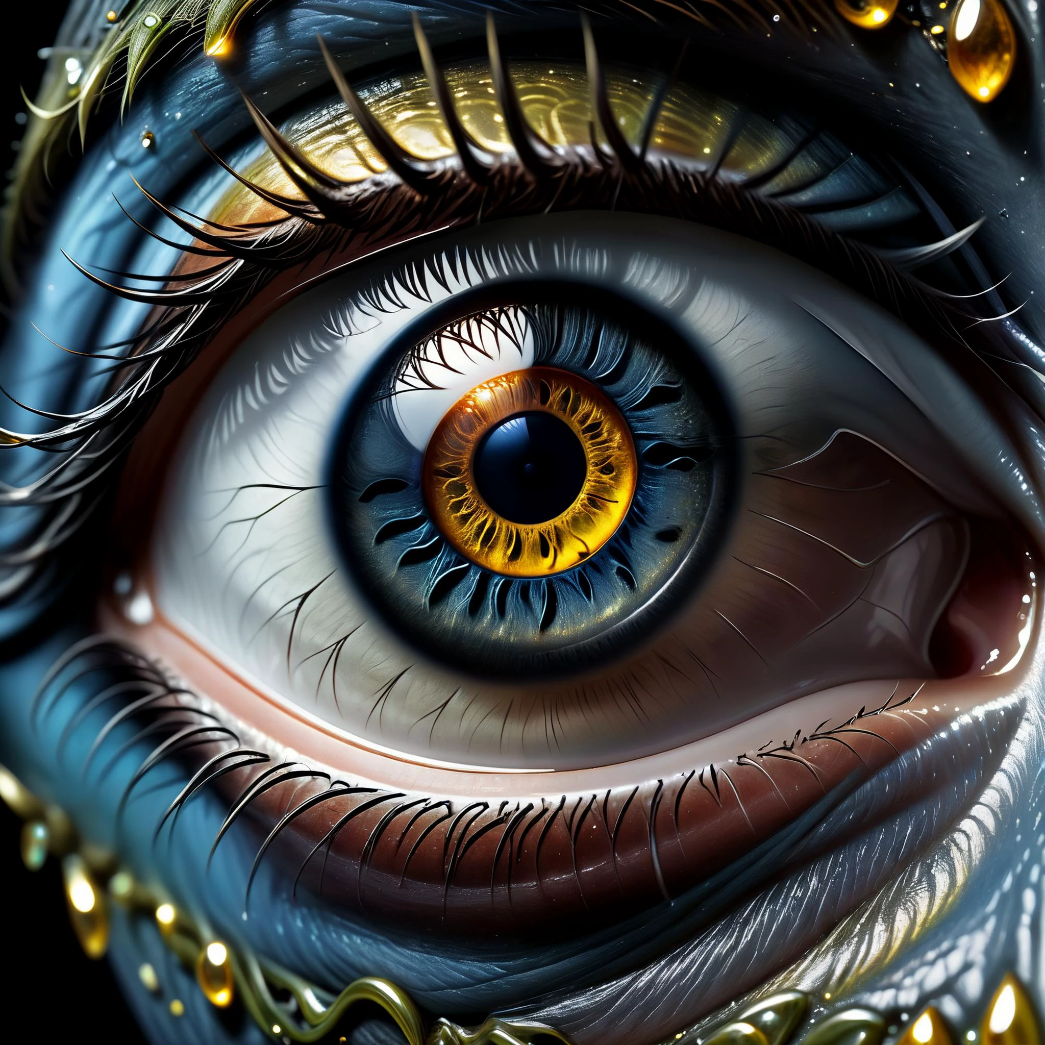 maximum fidelity, ultra high detail, ultra HD, ultrarealistic,
dark, disturbing, nightmarish, super closeup of sparkling eye
<lora:xl_yamer_style-2.0:1>
<lora:RMSDXL_Enhance:0.45>,
<lora:add-detail-xl:0.8>,
<lora:RMSDXL_Darkness_Cinema:0.5>,
<lora:RMSDXL_Photo:0.45>,
<lora:LoromXL_Druidic_Naturalism:0.3>