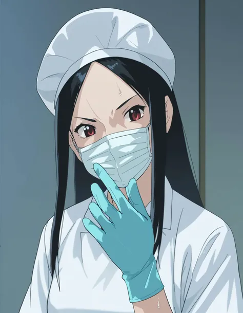 score_9,  score_8_up, score_7_up, source_anime, <lora:ray-animation-ponyxl:1> kasuganoray, pale skin, long hair, scrubs, surgical mask, surgical cap,
1girl, solo, rubber gloves, sweat, surgery