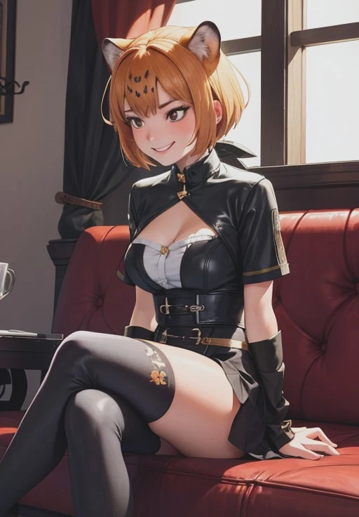 Luca Milfi、Gokaiger、Brown Hair、Short Hair、((pantyhose))、Photo from below、Medium chest、Bedroom、((Yellow Ranger))、One girl、((Topless))、Pencil Skirt