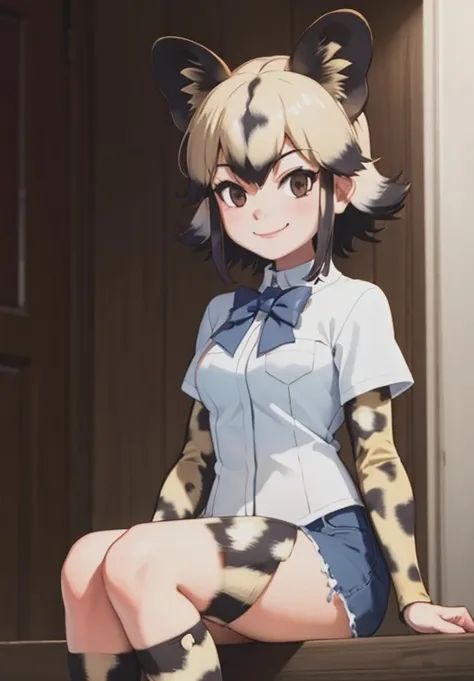<lora:African_Wild_Dog:0.8>, African_Wild_Dog,1girl, solo, smirk, sitting,, (masterpiece, best quality, detailed:1.3), charming