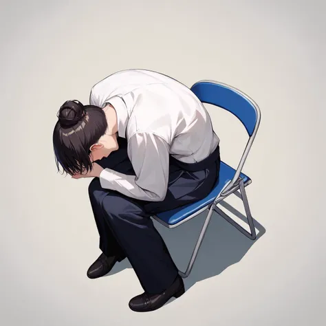 <lora:XL_shinji_in_a_chair_(meme)(pony)-000002:1>,sitting,folding chair,1girl,, score_9,score_8_up,score_7_up,best quality, masterpiece, source_anime,