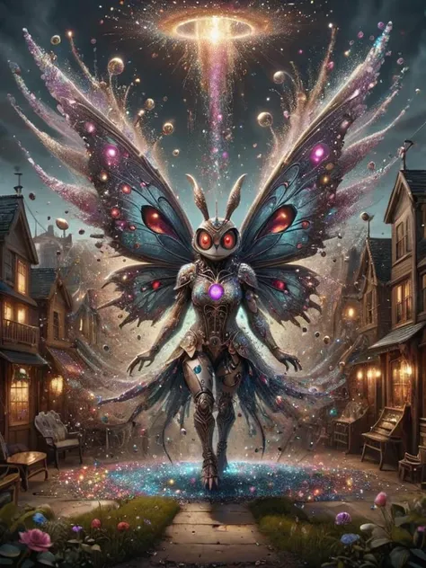 award winning photograph of a mothman with prophetic visions made of ais-glttrbmb in wonderland, magical, whimsical, fantasy art concept, steampunk, intricate details, best quality, masterpiece, ultra shartp, hyper realistic, realism <lora:ais-glttrbmb-sdxl:0.8>