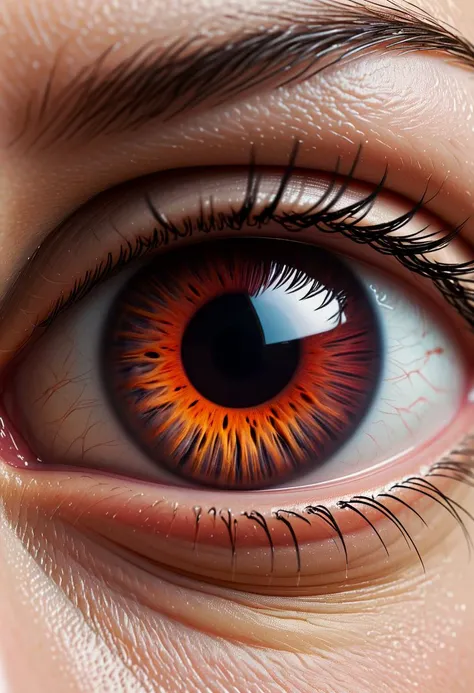 A macroscopic photo of a red human eye. 8k resolution, 4k image. HDR highly detailed. vivid. UHD, amazing depth, glowing rich colors, powerful imagery. Art by John Collier and Albert Aublet and Krenz Cushartore and Artem Demura and Alphonse Mucha <lora:Details:0.85>
