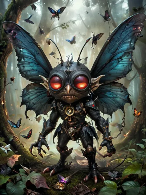 award winning photograph of a FairyForm mothman with ominous presence in wonderland, magical, whimsical, fantasy art concept, steampunk, intricate details, best quality, masterpiece, ultra shartp, hyper realistic, realism, sfw, <lora:SDXL_Fairy_Form_LoRA:0.8>