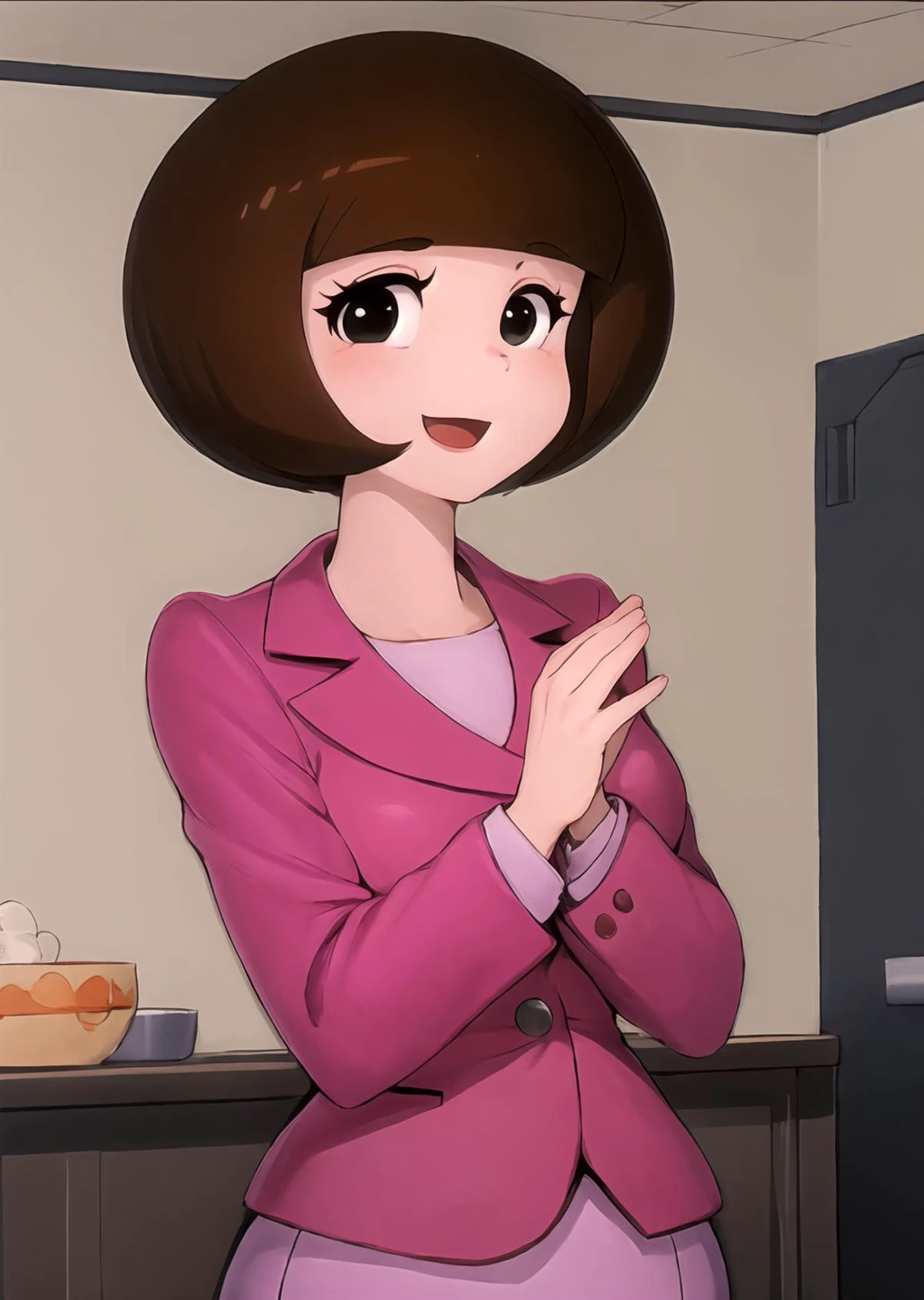 <lora:GoodHands-beta2:1> 1girl, <lora:YoshikoYamanaka-11:0.65> yoshiko yamanaka, indoors, pink suit, solo, black eyes, upper body, happy, skirt,
<lora:fumio:1>
