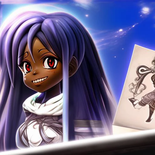 african anime looney-anime black-waifu musume fanart, natural 4c afro hair