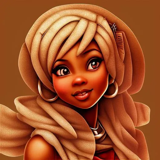 african anime black-waifu musume fanart, natural 4c afro hair