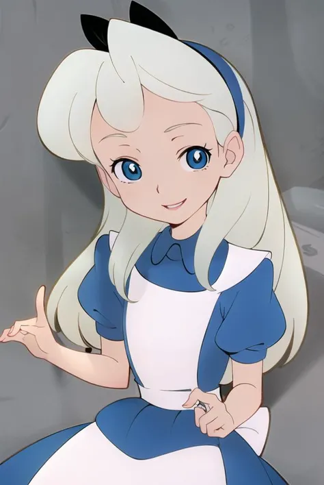 , cartoon, disney style, 1girl, alice liddell, blue dress, white apron, black hairband, smile, looking at viewer, <lora:alice_liddell_v2:1>, looking at viewer solo, masterpiece, best quality, highly detailed, clean lines, portrait, upper body, good hands, good fingers, good eyes,, hd, 8k, trending, professional, symmetrical, hires, 8k, <lora:add_sharpness:0.6> <lora:epi_noiseoffset2:0.6> <lora:GoodHands-vanilla:1.0>, cowboy shot, outdoors, detailed, beautiful, spot color, <lora:Monochrome_illustration:0.5> (Monochrome:1), detailed background